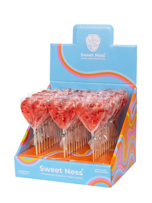 Карамель леденцовая &quot;Сердце SUPER FOOD&quot; с кусоч. ягод ш/б 36шт х 30г (малина), ср.г. до 14.02.26 