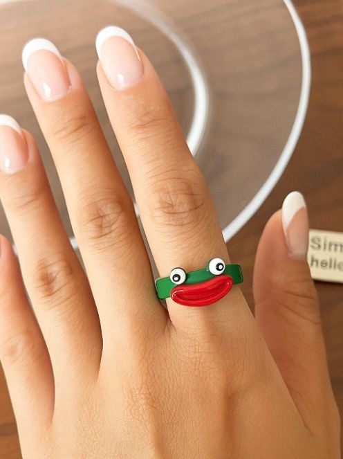 Кольцо акриловое GIRLY "Monster face", green 