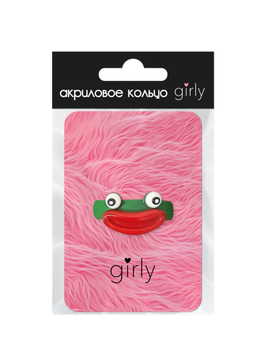 Кольцо акриловое GIRLY "Monster face", green 