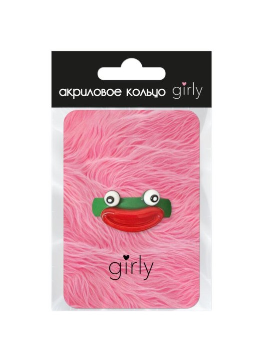 Кольцо акриловое GIRLY "Лицо монстра", зеленое 