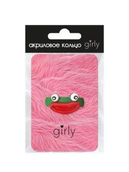 Кольцо акриловое GIRLY "Лицо монстра", зеленое