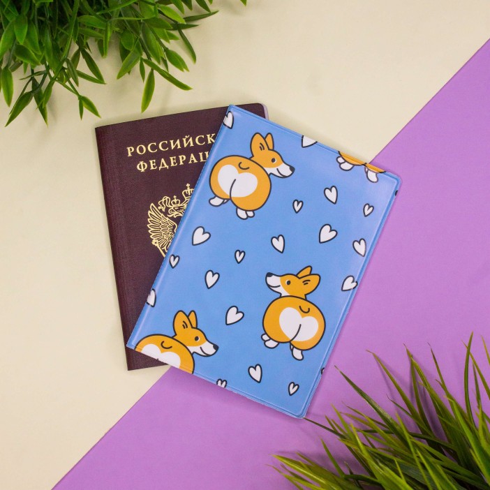 ОБЛОЖКА ДЛЯ ПАСПОРТА &quot;Сorgi love&quot;, плотность 600 мкм 