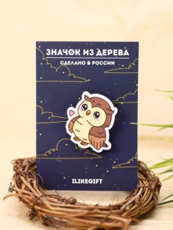 Значок ECO из дерева "Романтичная сова"