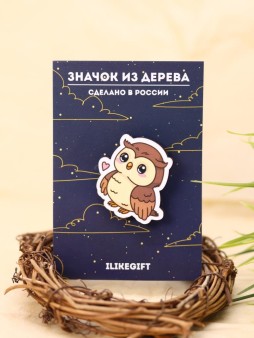 Значок ECO из дерева "Романтичная сова"