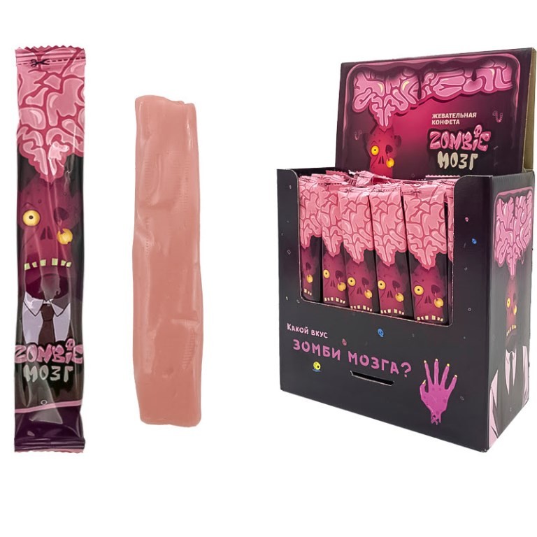 Жевательная конфета &quot;Мозг Zombie&quot; со вкусом клубники, 75шт. 