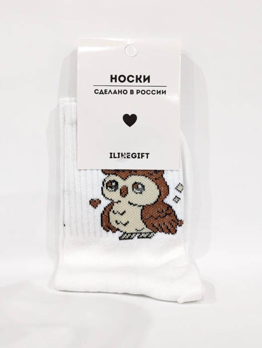 Носки «Cute owl», белый, мужские/женские р. 35-40 