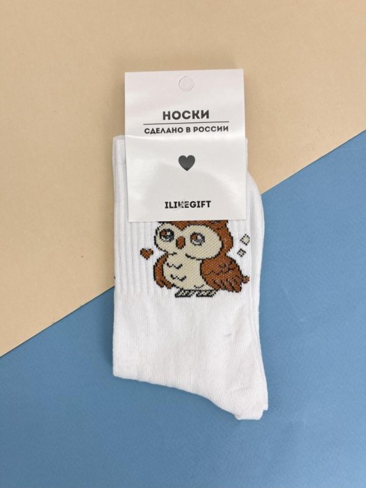 Носки «Cute owl», белый, мужские/женские р. 35-40 