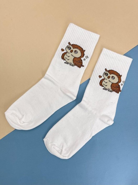 Носки «Cute owl», белый, мужские/женские р. 35-40 