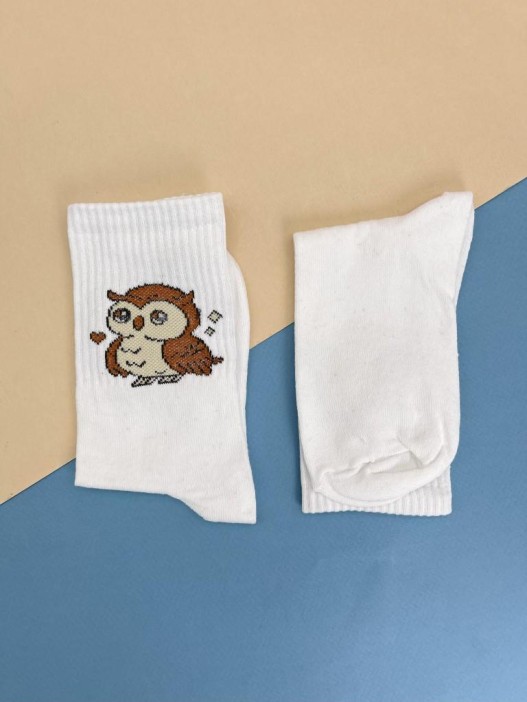 Носки «Cute owl», белый, мужские/женские р. 35-40 