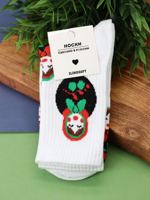 Носки женские "Матрешка", р. 35-40, белый 