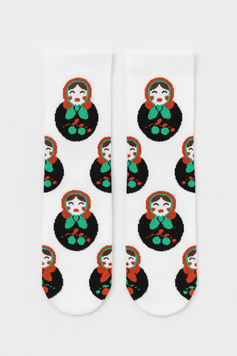 Носки женские "Матрешка", р. 35-40, белый 