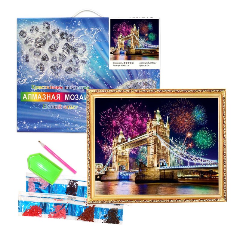 Алмазная мозаика "Мост", полная выкладка, на подрамнике, 40*50 см 