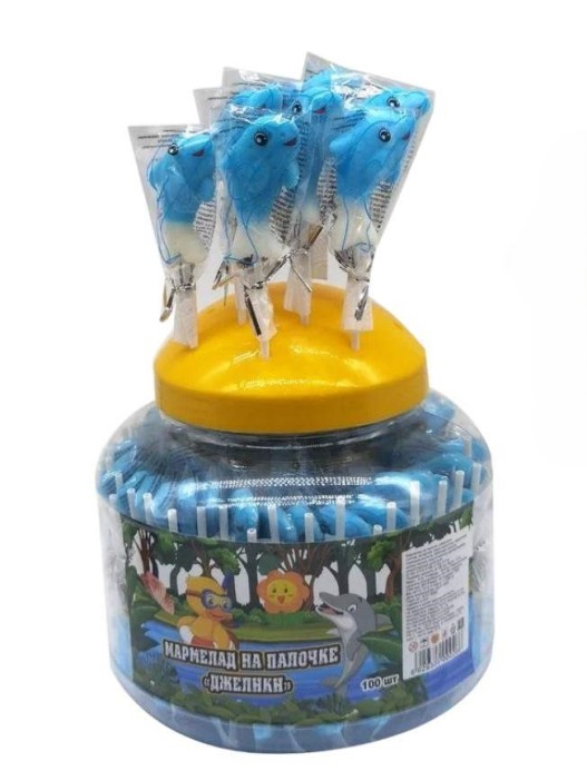 Мармелад на палочке &quot;Дельфин&quot; (банка - 100 шт) 