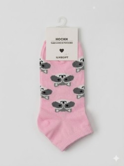Носки женские "Еноты", розовые, р. 35-40