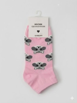 Носки женские "Еноты", розовые, р. 35-40