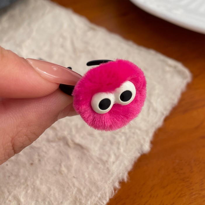 Кольцо плюшевое GIRLY "Monster", pink (d=1,6 см) 