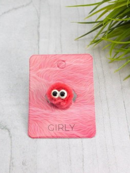 Кольцо плюшевое GIRLY "Monster", pink (d=1,6 см)