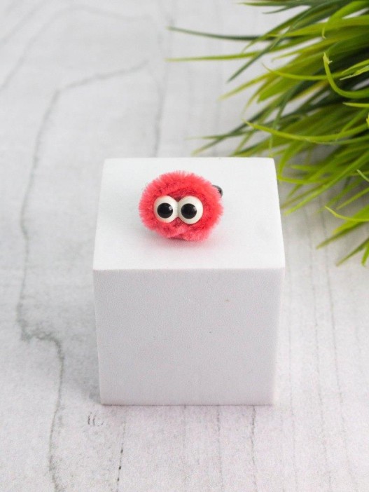 Кольцо плюшевое GIRLY "Monster", pink (d=1,6 см) 