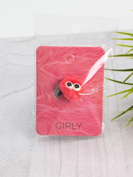 Кольцо плюшевое GIRLY "Monster", pink (d=1,6 см) 