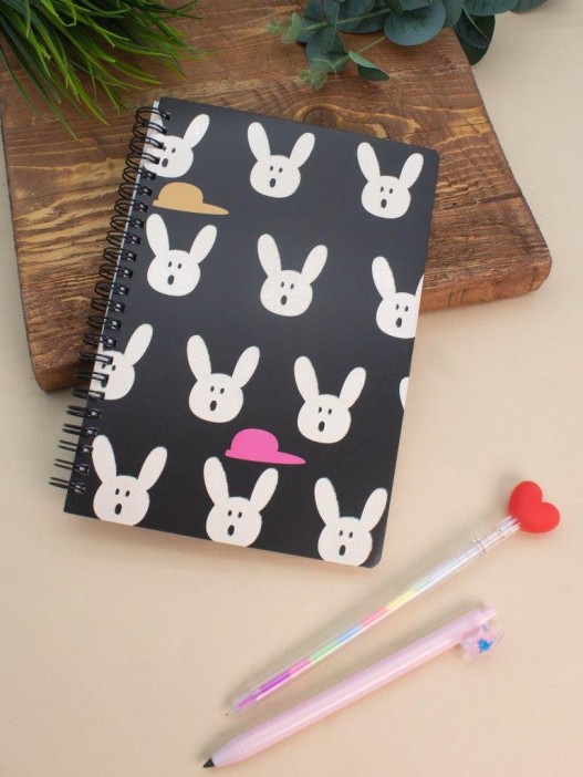 Блокнот на спирали (А5) &quot;Bunny surprised&quot;, black (14.5*21) 
