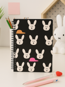 Блокнот на спирали (А5) "Bunny surprised", black (14.5*21)