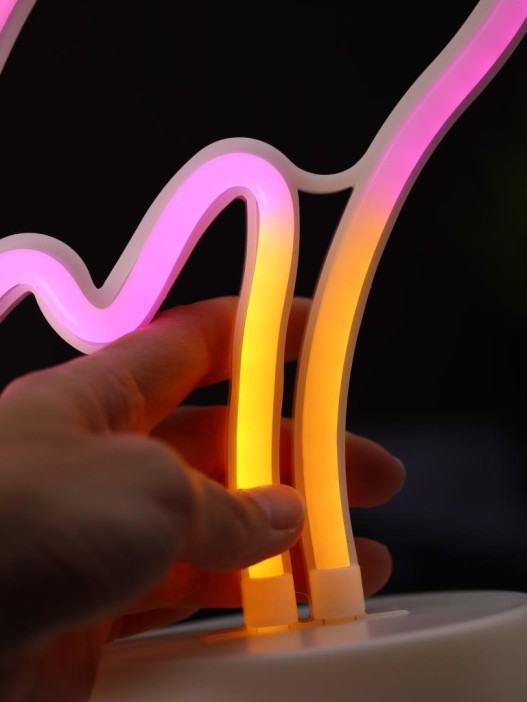 Неоновый LED ночник настольный "Flamingo", свечение mix (32х15 см) 