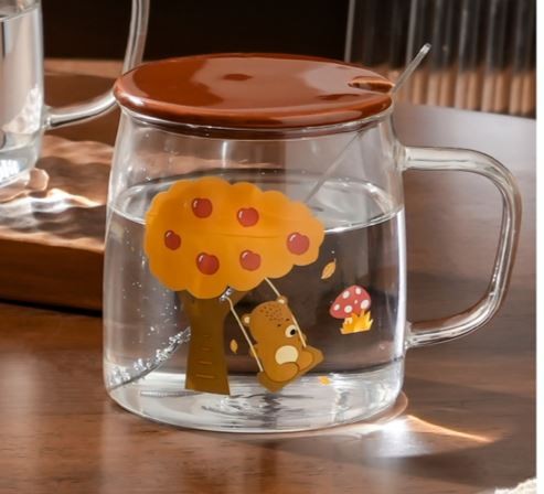 Кружка стеклянная &quot;Funny bear and swing&quot;, brow (480 мл) 