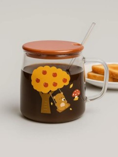 Кружка стеклянная &quot;Funny bear and swing&quot;, brow (480 мл)