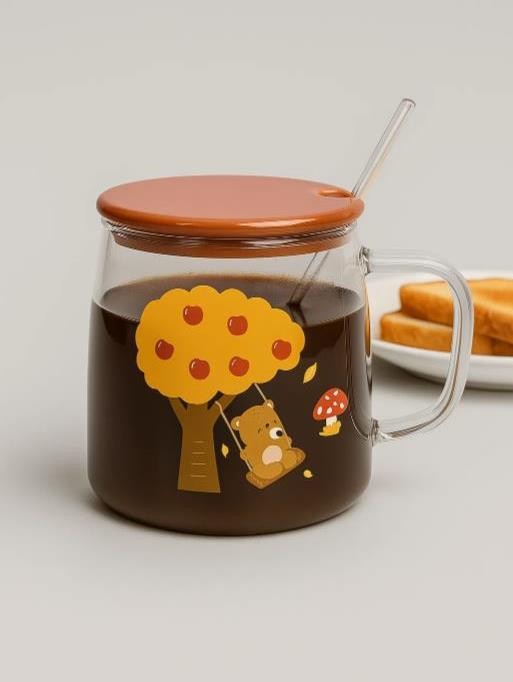 Кружка стеклянная &quot;Funny bear and swing&quot;, brow (480 мл) 