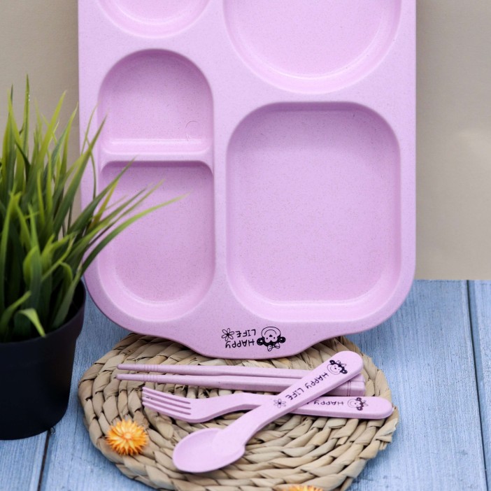 Тарелка с секциями &quot;Classic&quot;, pink (ложка+вилка) 