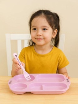 Тарелка с секциями "Classic", pink (ложка+вилка)