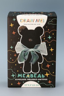 Алмазная мозаика на фигурке Draw Me! "Черный мишка", (23*14*9,5 см)