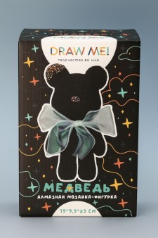 Алмазная мозаика на фигурке Draw Me! "Черный мишка", (23*14*9,5 см)