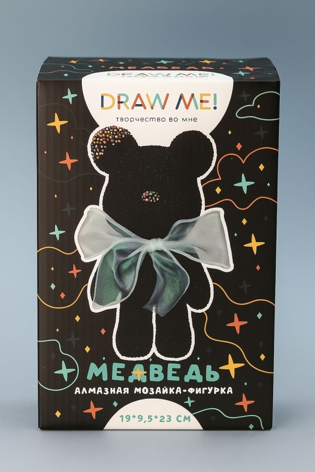Алмазная мозаика на фигурке Draw Me! "Черный мишка", (23*14*9,5 см)