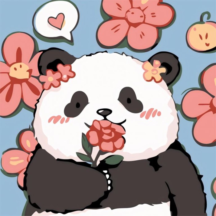 Картина по номерам на подрамнике Draw Me! «Panda in love», (20*20 см) 