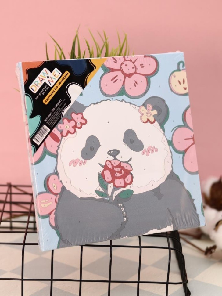 Картина по номерам на подрамнике Draw Me! "Влюбленная панда", (20*20 см)