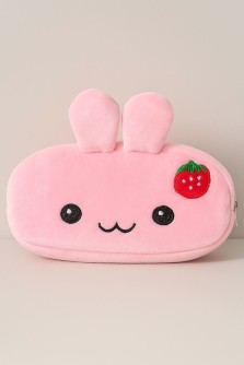 Пенал плюшевый "Hare with strawberries", pink (20*10 см)