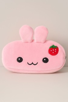 Пенал плюшевый "Hare with strawberries", pink (20*10 см)