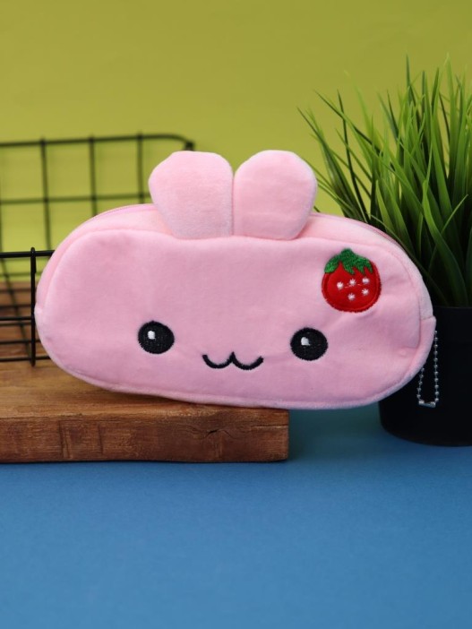 Пенал плюшевый &quot;Hare with strawberries&quot;, pink (20*10 см) 
