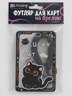 Футляр для карт с брелоком ПО ПЛАНУ. "Умный кот", черный