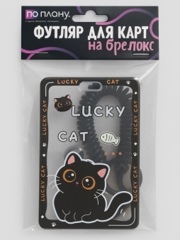 Футляр для карт с брелоком ПО ПЛАНУ. "Умный кот", черный