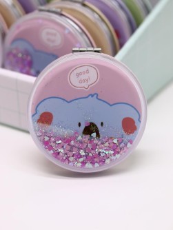 Зеркало шейкер раскладное "Face Koala", розовое, 7*7 см