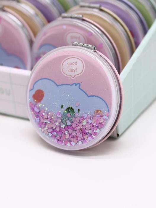 Зеркало шейкер раскладное &quot;Face Koala&quot;, розовое, 7*7 см 