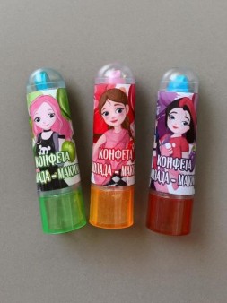 Конфета  "Помада Макияж" красящая язык (шоубокс - 30 шт.)