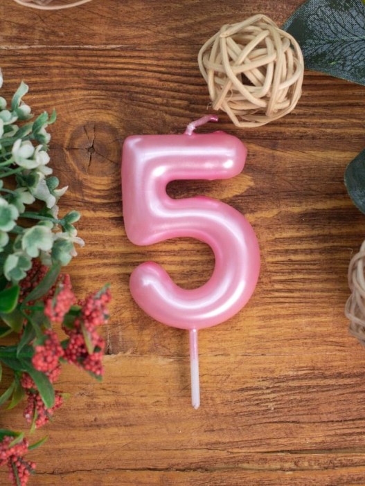 Свеча для торта &quot;Pink glow&quot; цифра 5, (6 см) 