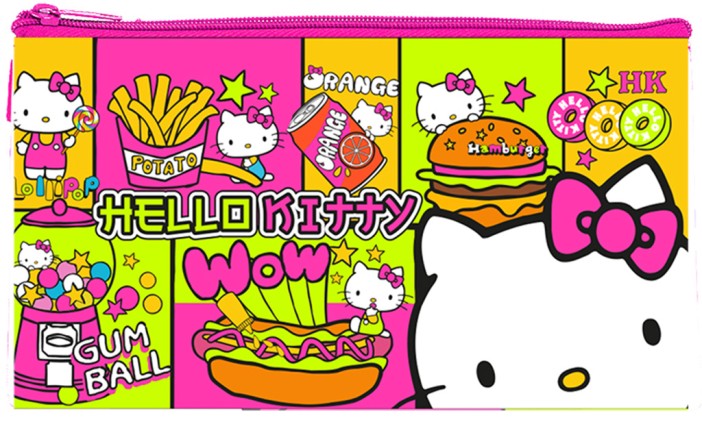 Пенал плоский &quot;Hello Kitty&quot;, на молнии, полиэстер 600 ден (21*4,5*4,5 см) 