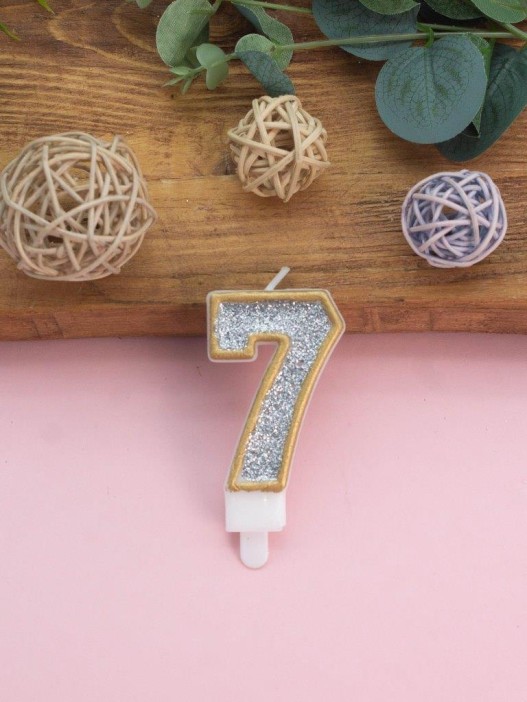 Свеча для торта &quot;Sparkle digit&quot; цифра 7, (7 см) 