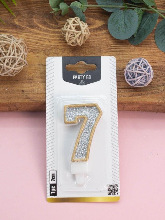 Свеча для торта &quot;Sparkle digit&quot; цифра 7, (7 см) 