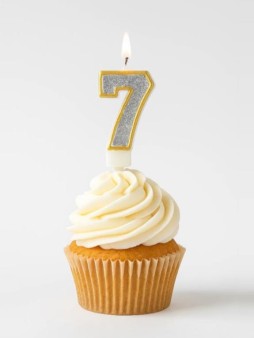 Свеча для торта "Sparkle digit" цифра 7, (7 см)