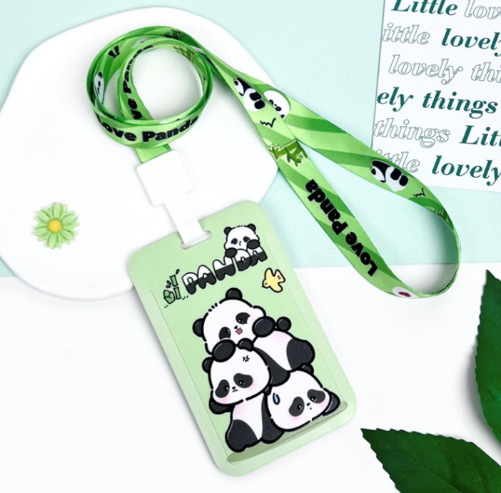 Футляр для карт на ленте &quot;Pandas and a bird&quot; 